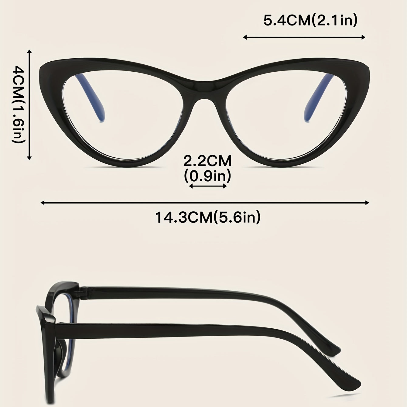 Cat Eye Clear Lens Glasses For Women - Triangle Anti Light Glasses