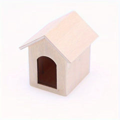 Wooden Dog House Model Toy with Puppy for Dollhouse Decor