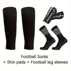 3 Pairs Set Calf Sleeves & Shine Guards & Crew Socks For Football