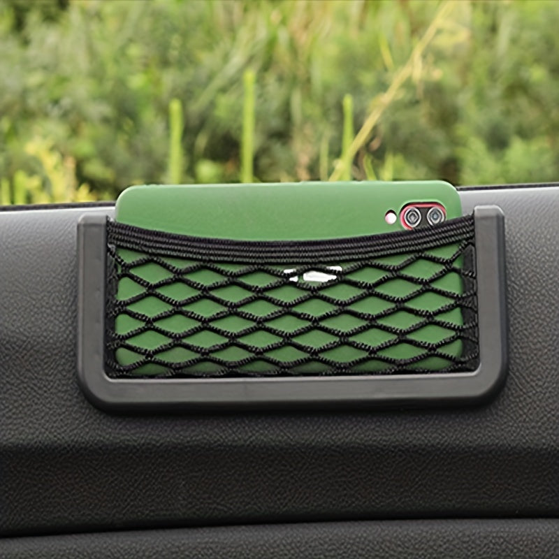 Car Storage Net Pocket Adhesive Hanging Bag For Mobile Phone Card Key