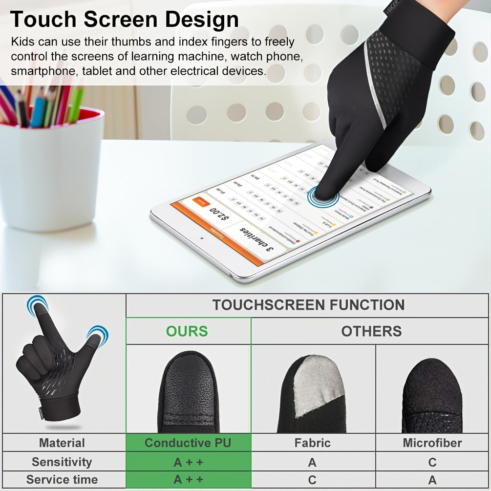 Kids Winter Gloves with Touch Screen & Reflective Designs