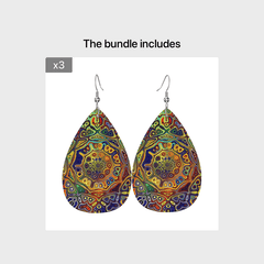 Bohemian Pattern Leather Earring Teardrop Dangle Earrings