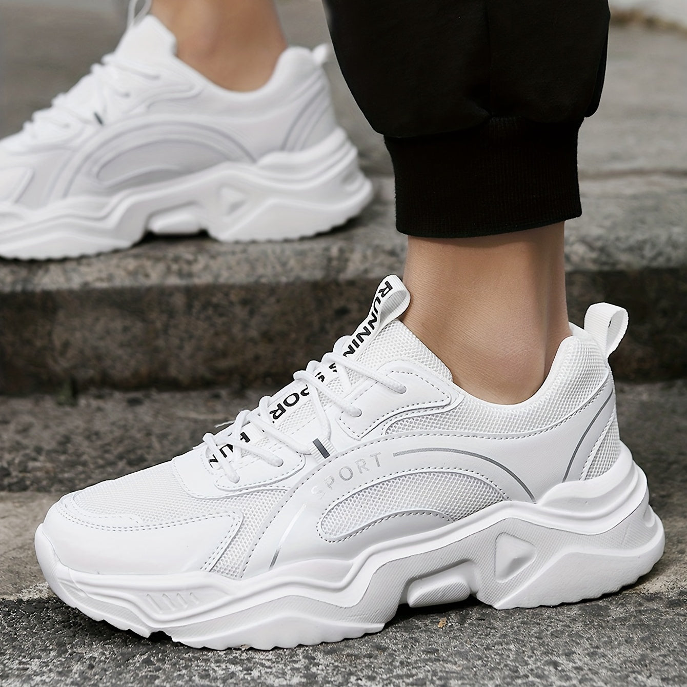 Men's Breathable Chunky Sneakers For Jogging Gym