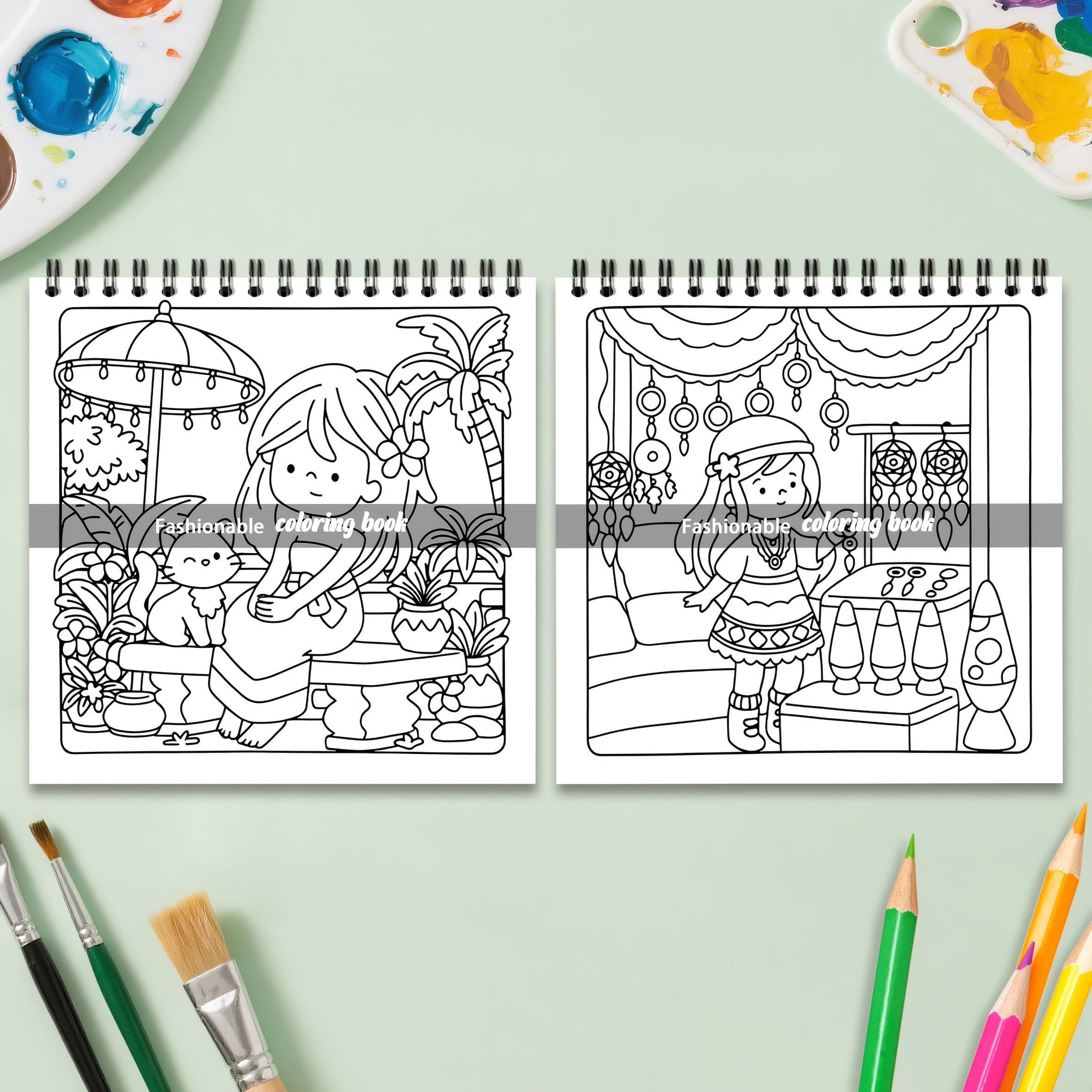 Boho Girl Adult Coloring Book 24 Pages Vibrant Patterns Non T