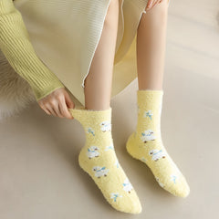 Cartoon Plush Socks Mid Tube Women's Stockings
