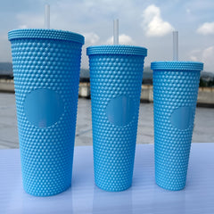 3pcs Plastic Water Cup Set with Straw 37.2oz 24.01oz 15.22oz Leakproof Bottle