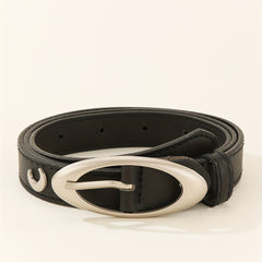 Stylish Oval Pin Buckle Belt Casual PU Belt Classic Dress Girdle