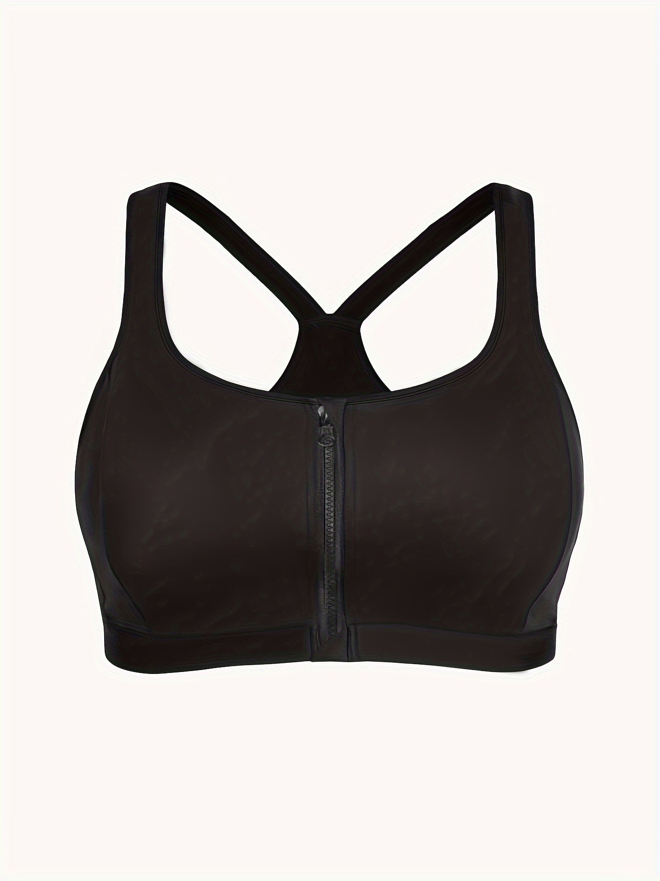  Sports Bra Zipper Front Racer Back Stretch Yoga Fitness Bra