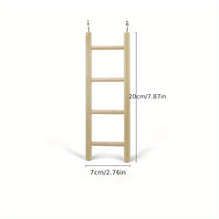 Wooden Parrot Toy Stand with Hamster Ladder