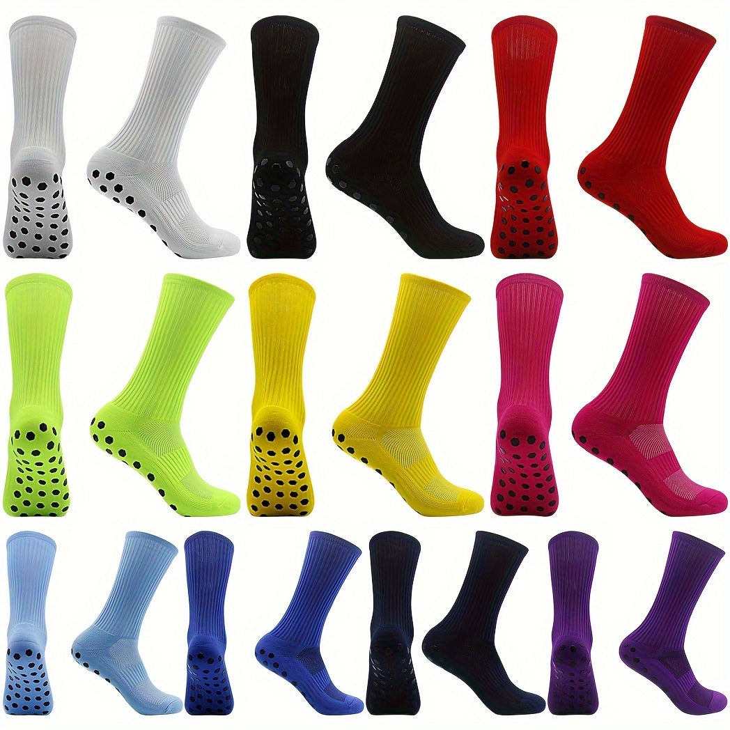 4 Pairs Non Slip Soccer Socks Breathable Crew Socks