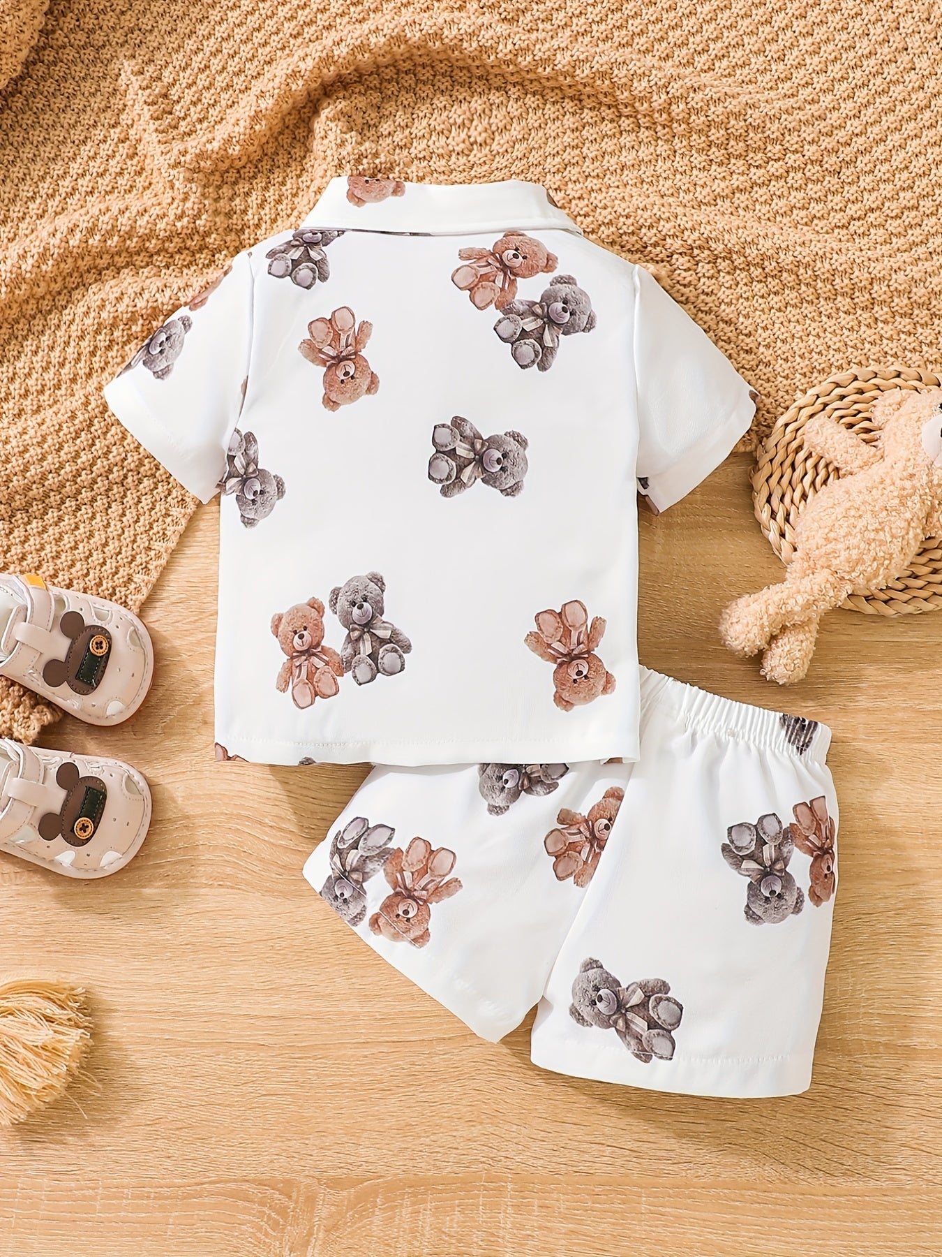 Baby Boys Cartoon Short Sleeve Shirt & Shorts Set