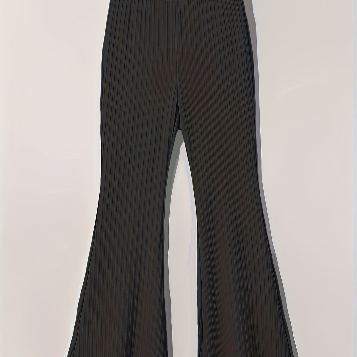Girls' Stretchy Ribbed Knit Flare Pants Elastic Waist