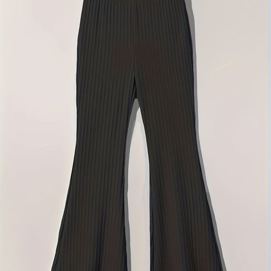 Girls' Stretchy Ribbed Knit Flare Pants Elastic Waist