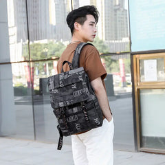 16 Inch Laptop Backpack, Men's Commuter Bag, Punk Print Schoolbag
