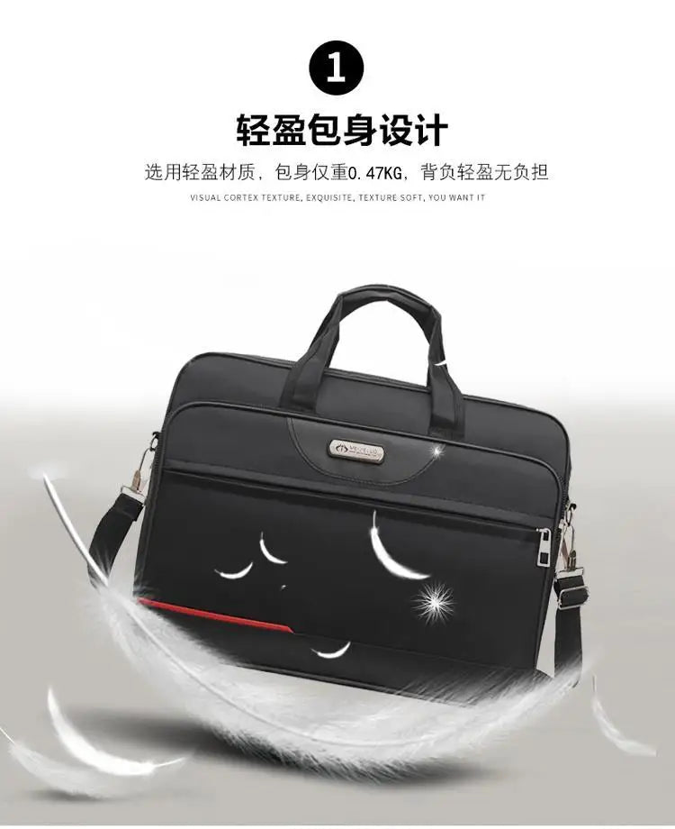 16 Inch Waterproof Black Business Messenger Bag