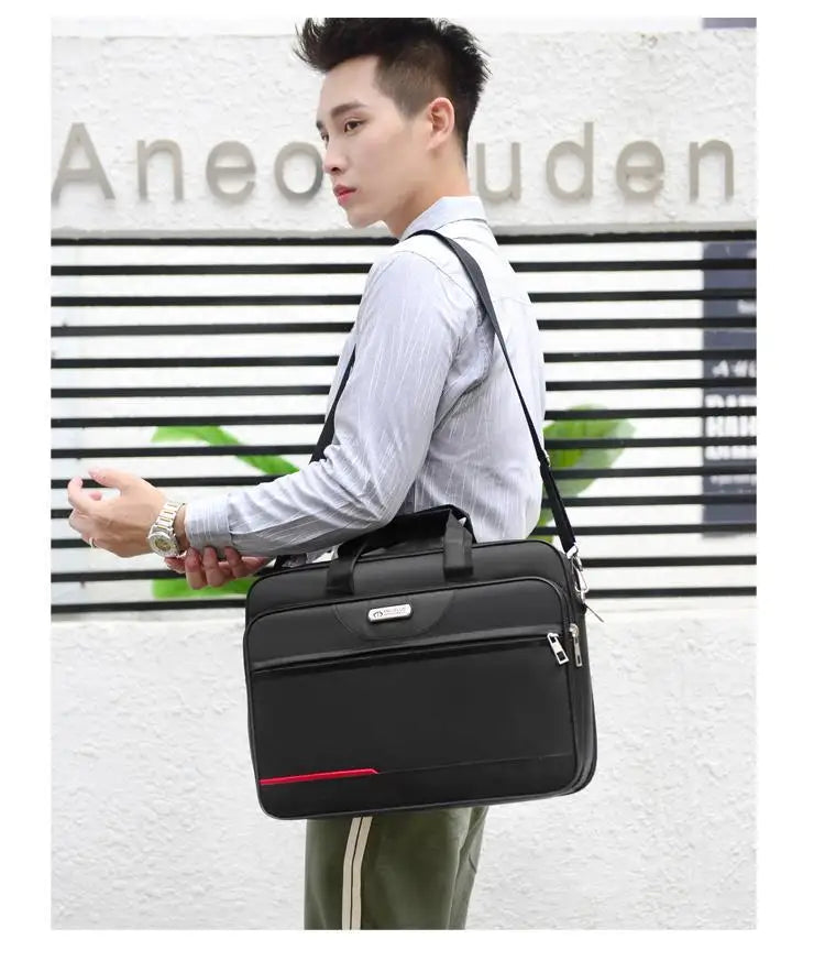 16 Inch Waterproof Black Business Messenger Bag