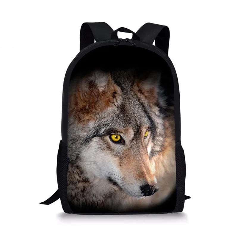 School Bags Wolf 3D Printing Children Backpack for Teenagers Boys Girls Book Bag