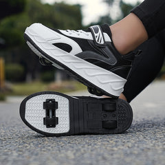 Boy's Wheel Skate Sneakers With Hook & Loop Fastener