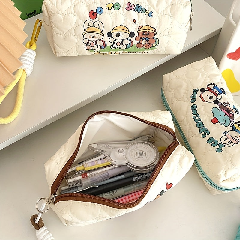 Cartoon Student Pencil Case Portable Puppy Printed Cosmetic Bag