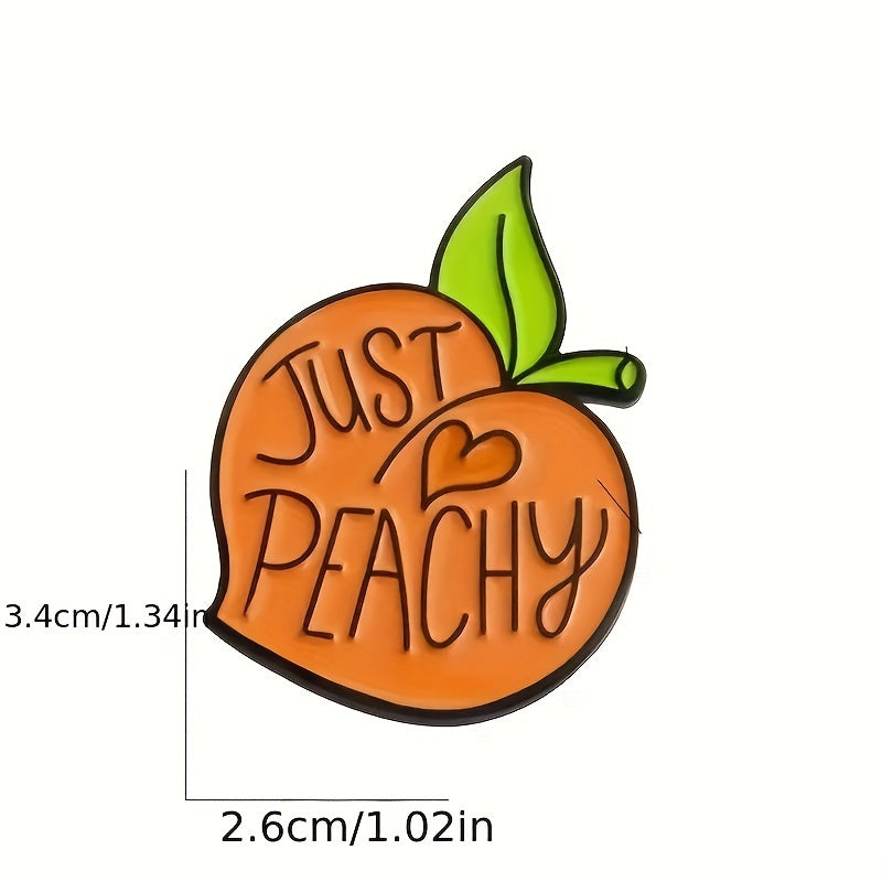 Cartoon Peach Brooches Heart Shaped Lapel Pin Yellow Peach Brooch