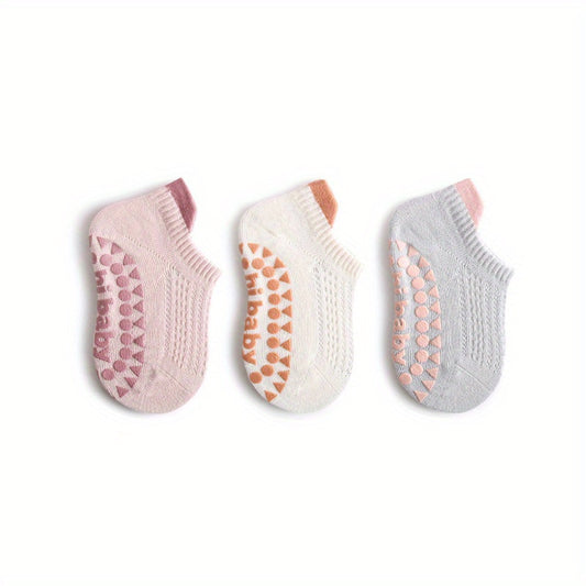 3 Pairs Children's Mesh Breathable Non-Slip Ankle Socks for Baby Toddlers