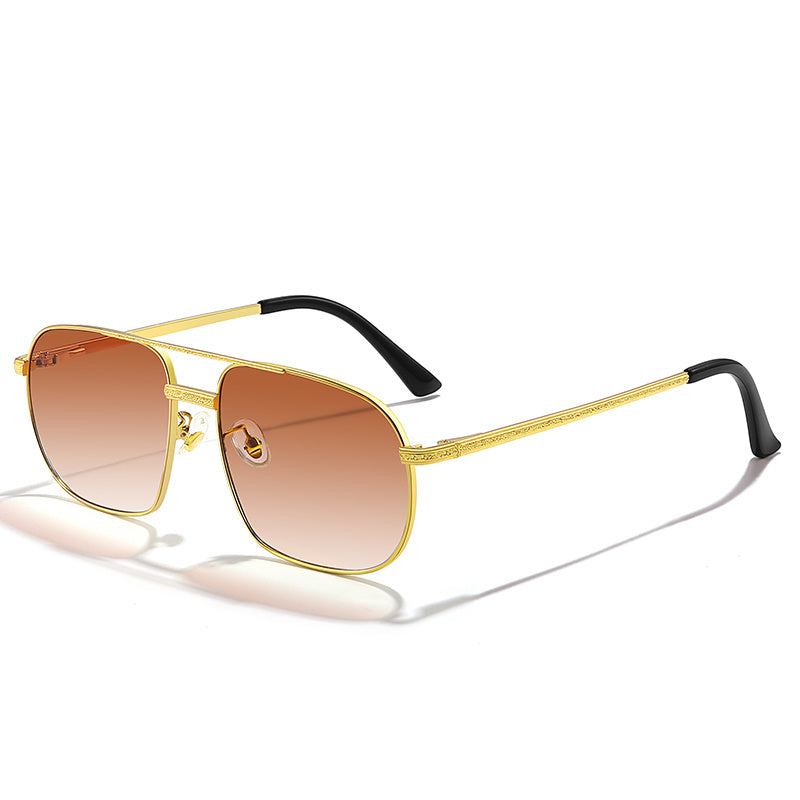 Square Metal Sun Glasses Gradient Double Bridge Punk Eyewear