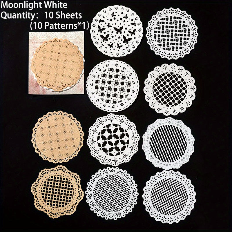 10 Sheets Vintage Lace Hollow Out Scrapbook Paper Non sticky Note Card