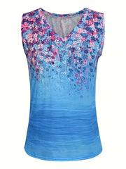 Floral Print Tank Top V Neck Summer Sleeveless Casual