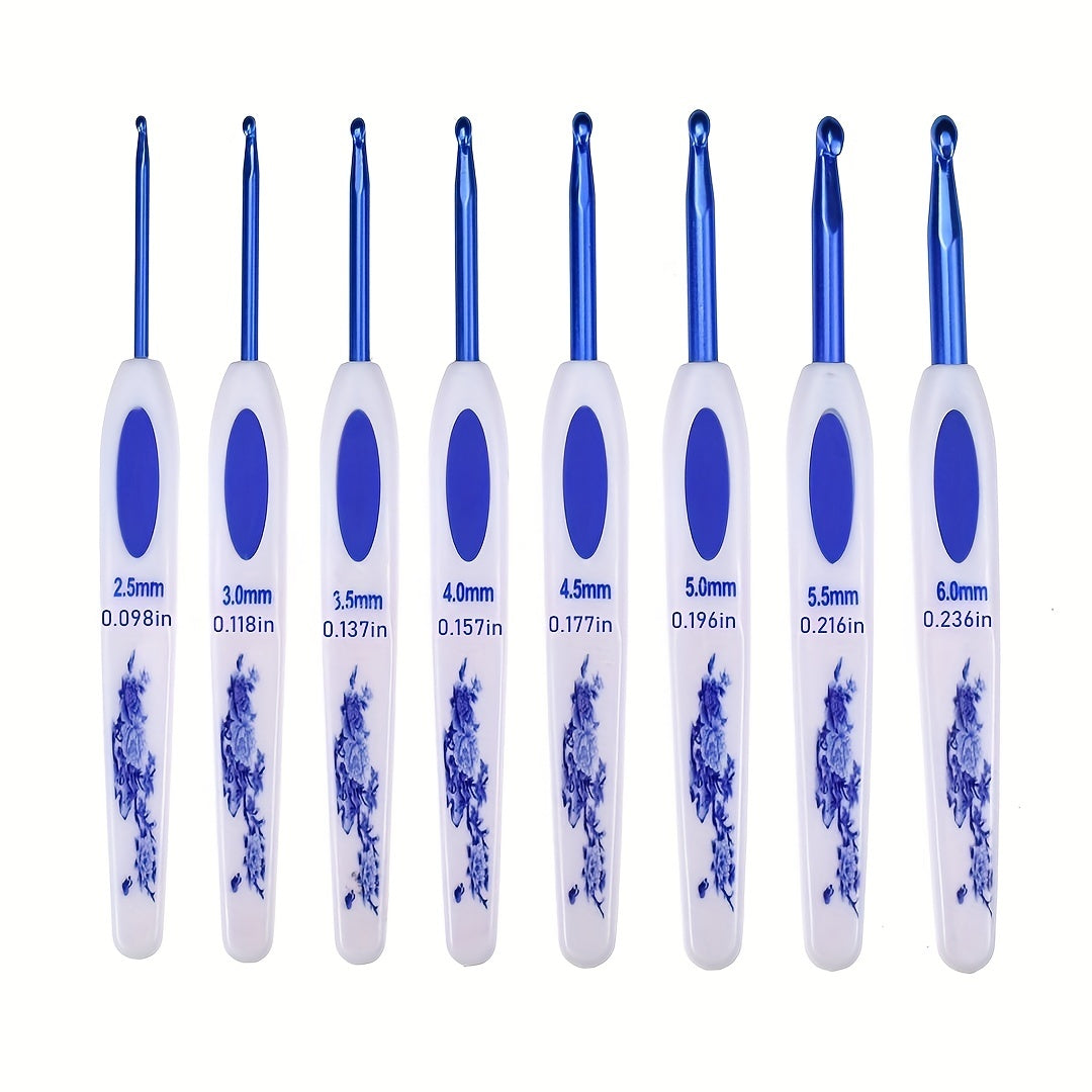 16pcs Aluminum Crochet Hooks Set Ergonomic Knitting Needle Sewing Hand DIY Craft