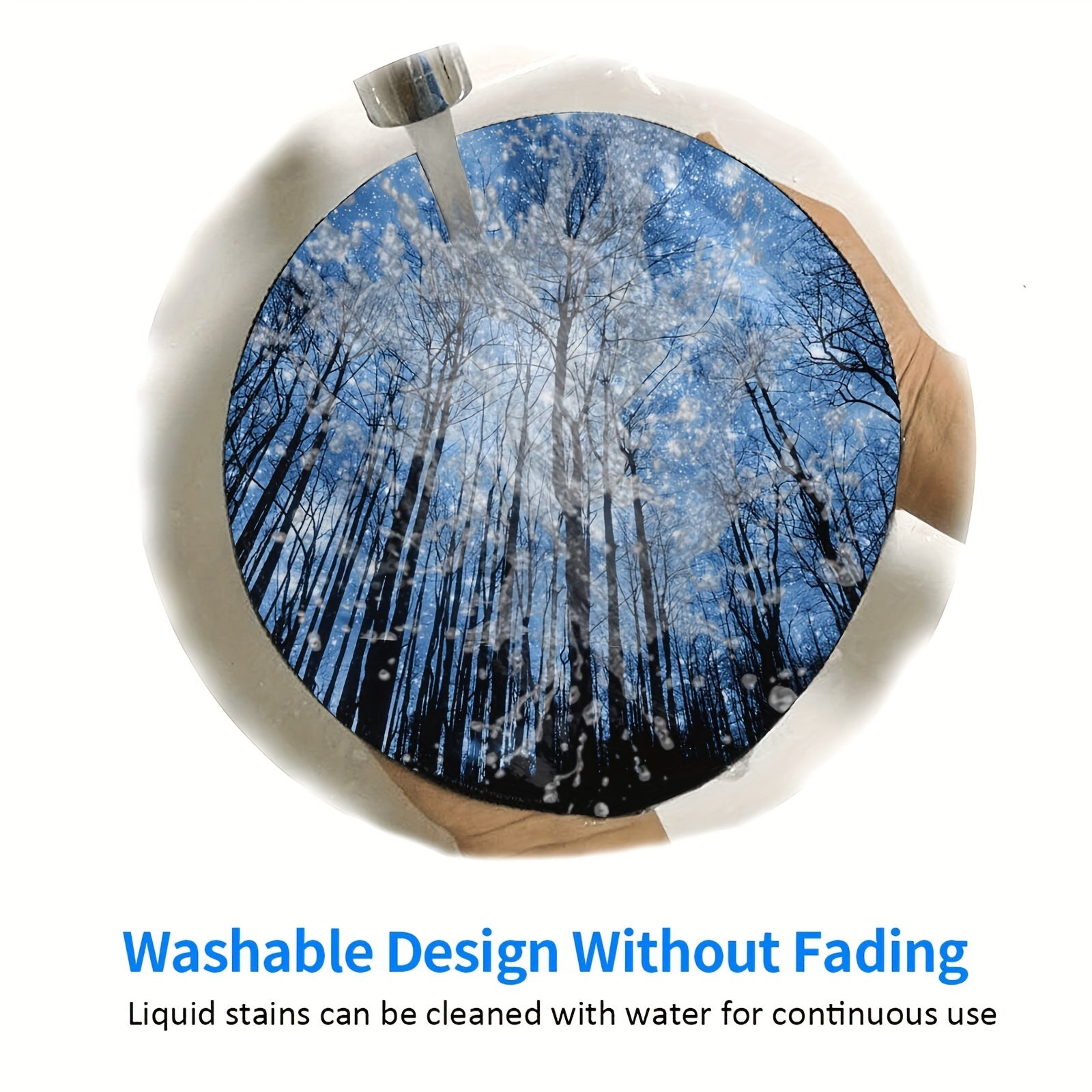 Circular Stitched Edge Mouse Pad - Star Tree Design