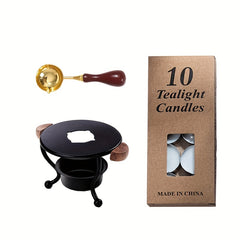 Wax Seal Stove Set With Spoon & 10 Waxes for Sealing Cards