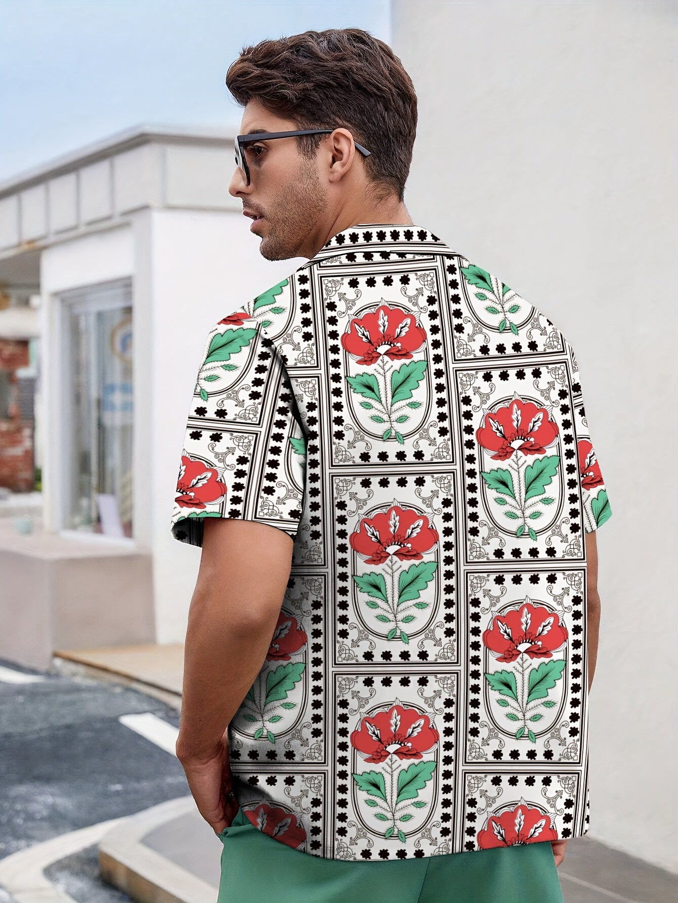 Flower Print Men's Casual Hawaiian Shirt