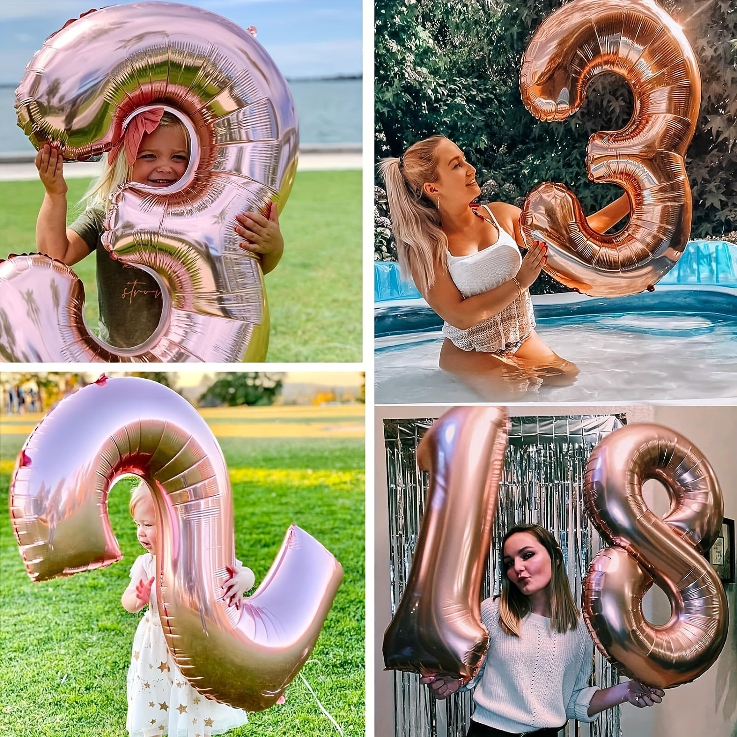 6 Cm Rose Golden Number Balloons Foil Large Helium Number Balloon