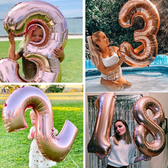 6 Cm Rose Golden Number Balloons Foil Large Helium Number Balloon