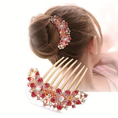 Rhinestone Hair Combs for Women - Decorative Flower Hair Pins