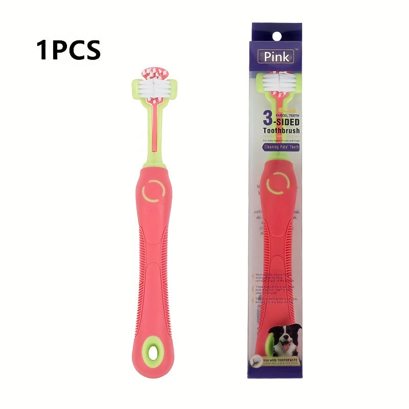 Pet Toothbrush for Teeth Cleaning, Bad Breath Care Supplies, 3-Sided Brush
