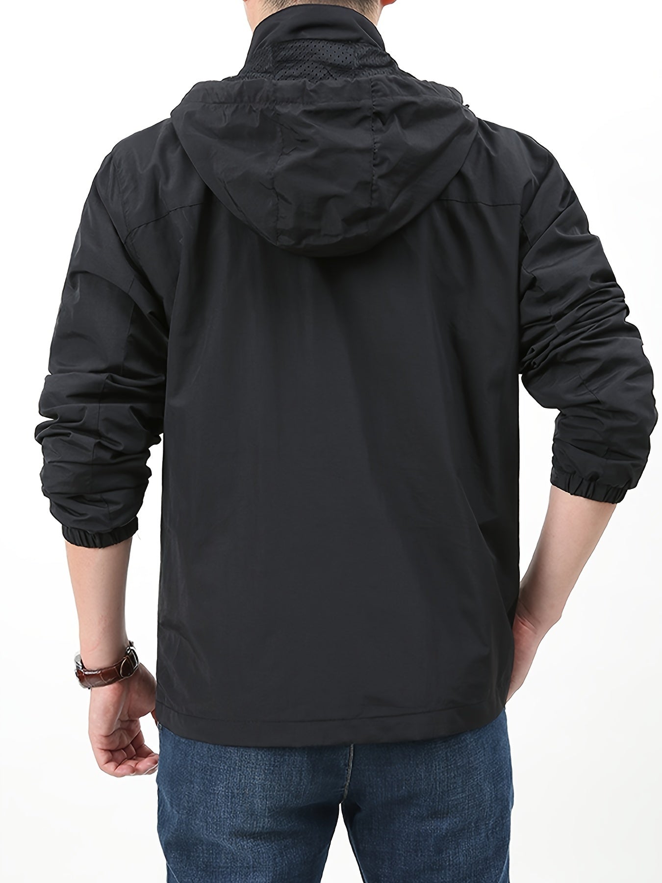 Men's Waterproof & Windproof Hooded Jacket Zipper Front