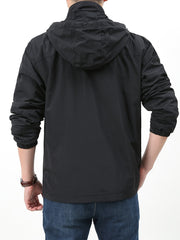 Men's Waterproof & Windproof Hooded Jacket Zipper Front