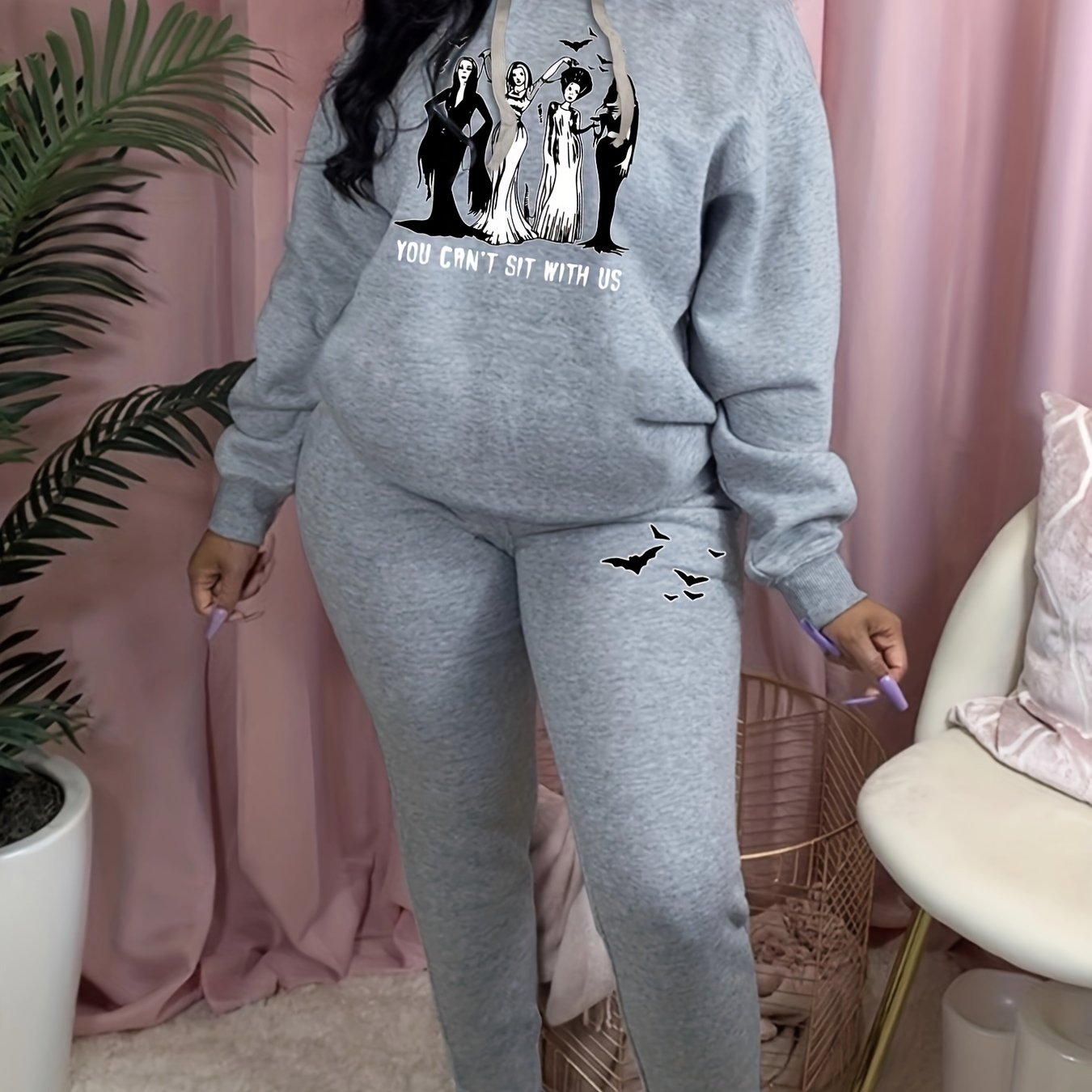  Halloween Witch Hoodie & Sweatpants Set Women's