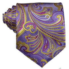 Men's Purple Golden Floral Tie 3 6 Inch