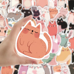 52pcs WhimsyCat Cartoon Cat Stickers Vinyl Self Adhesive Decals