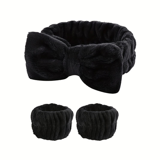 3pcs Makeup Headband Wristbands Set Bath Accessories