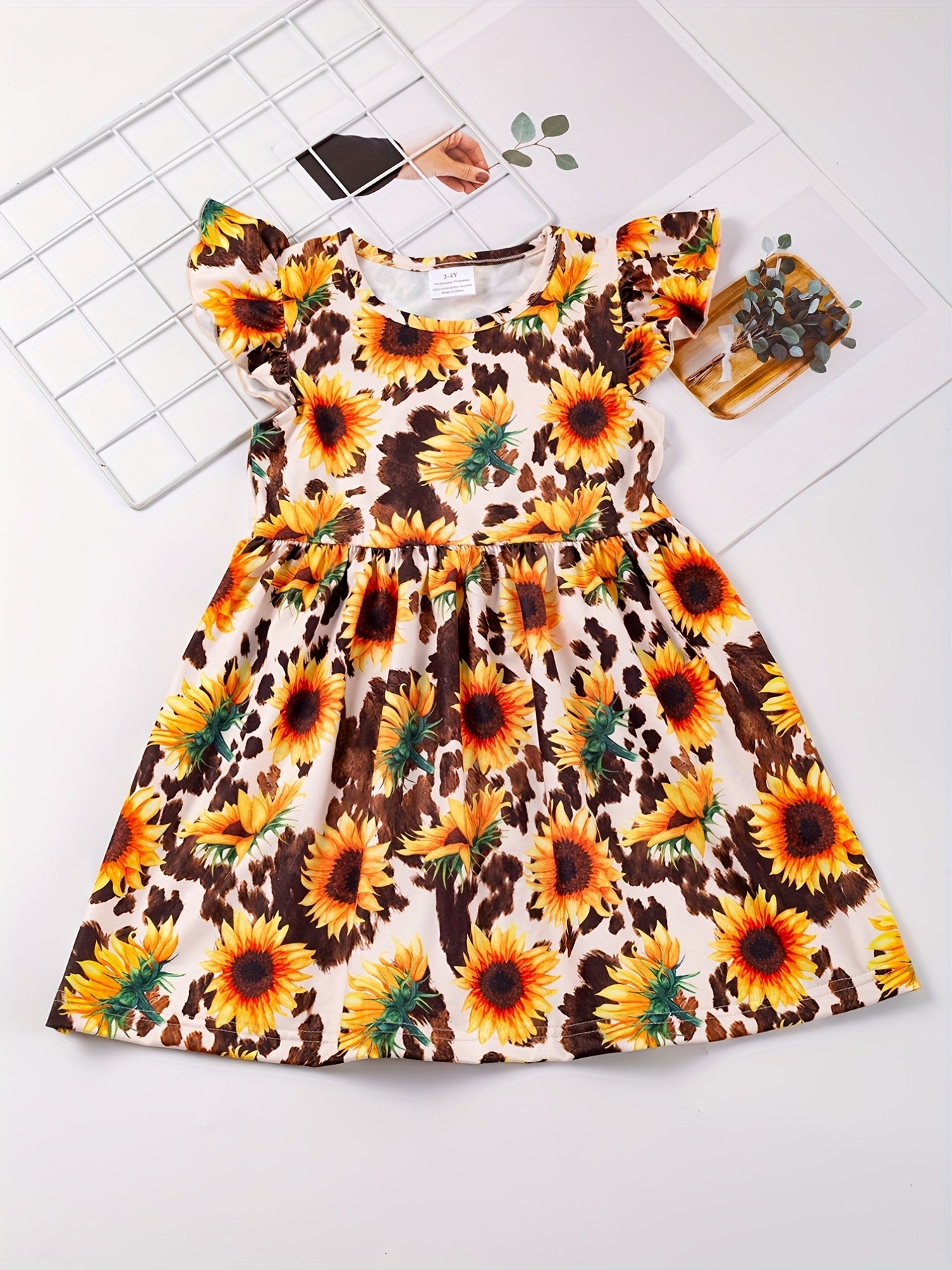 Toddler Girls Sunflower Princess Dress For Party