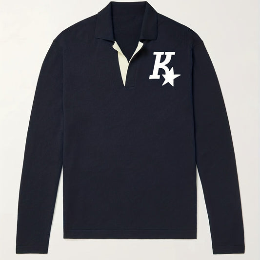 Men's Knit Polo Shirt Casual Pullover Sweater V Neck For Winter