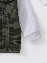 Camouflage Hooded Denim Jacket for Toddler Boys