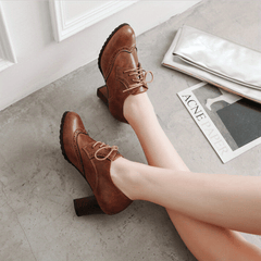 Women's Chunky High Heels Brogues Lace-Up Oktoberfest Dress Shoes