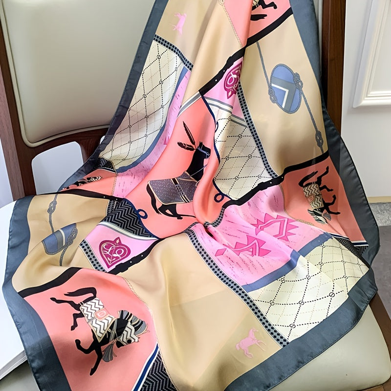 Square Silk Scarf Print Satin Shawl Wrap Hijab Women Headband Bandana