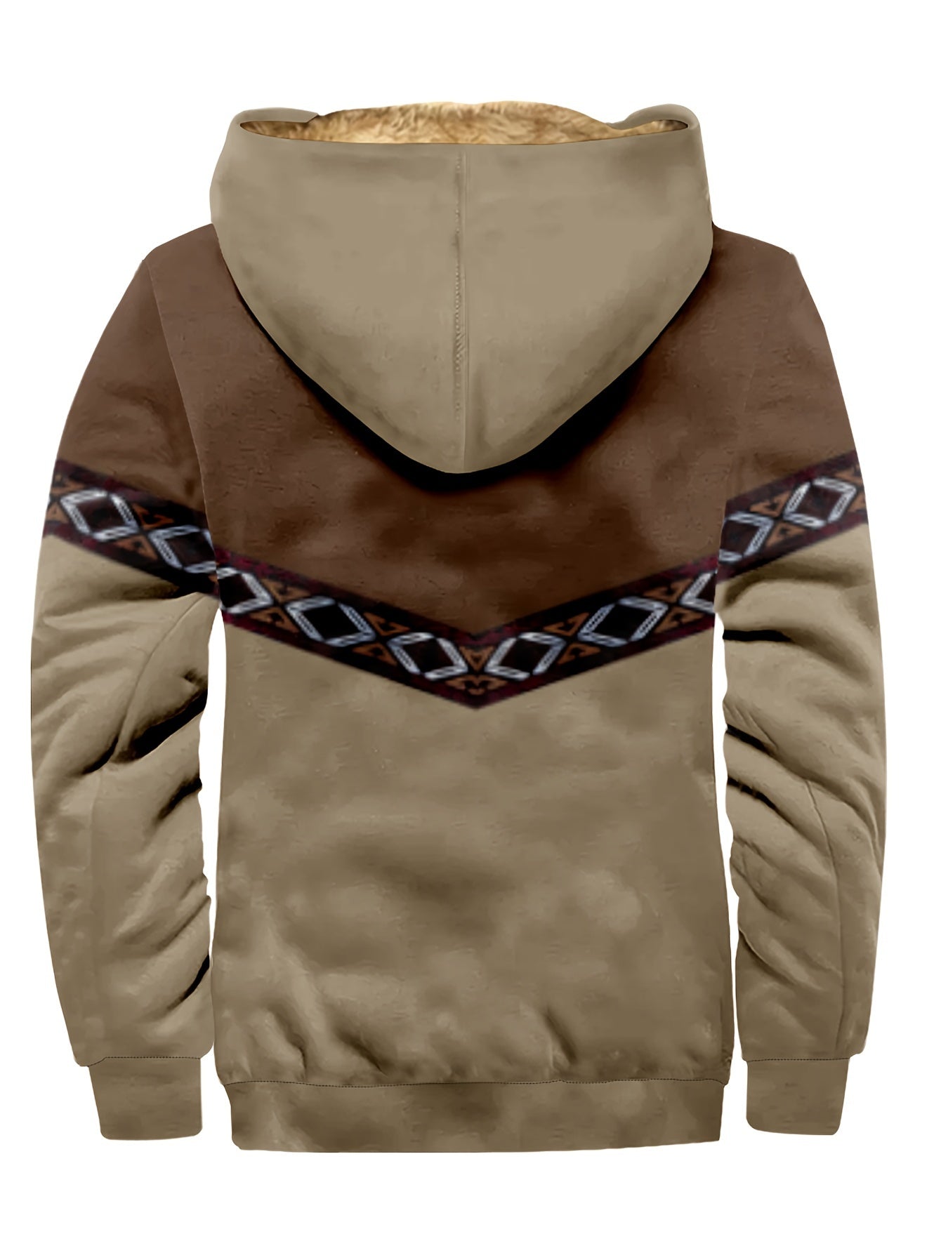 Men's Thick Retro Hooded Jacket Fleece Winter Warm Coat
