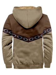 Men's Thick Retro Hooded Jacket Fleece Winter Warm Coat