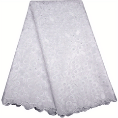African Cotton Lace Fabric With Rhinestones 4.57m